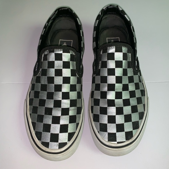 metallic checkered vans